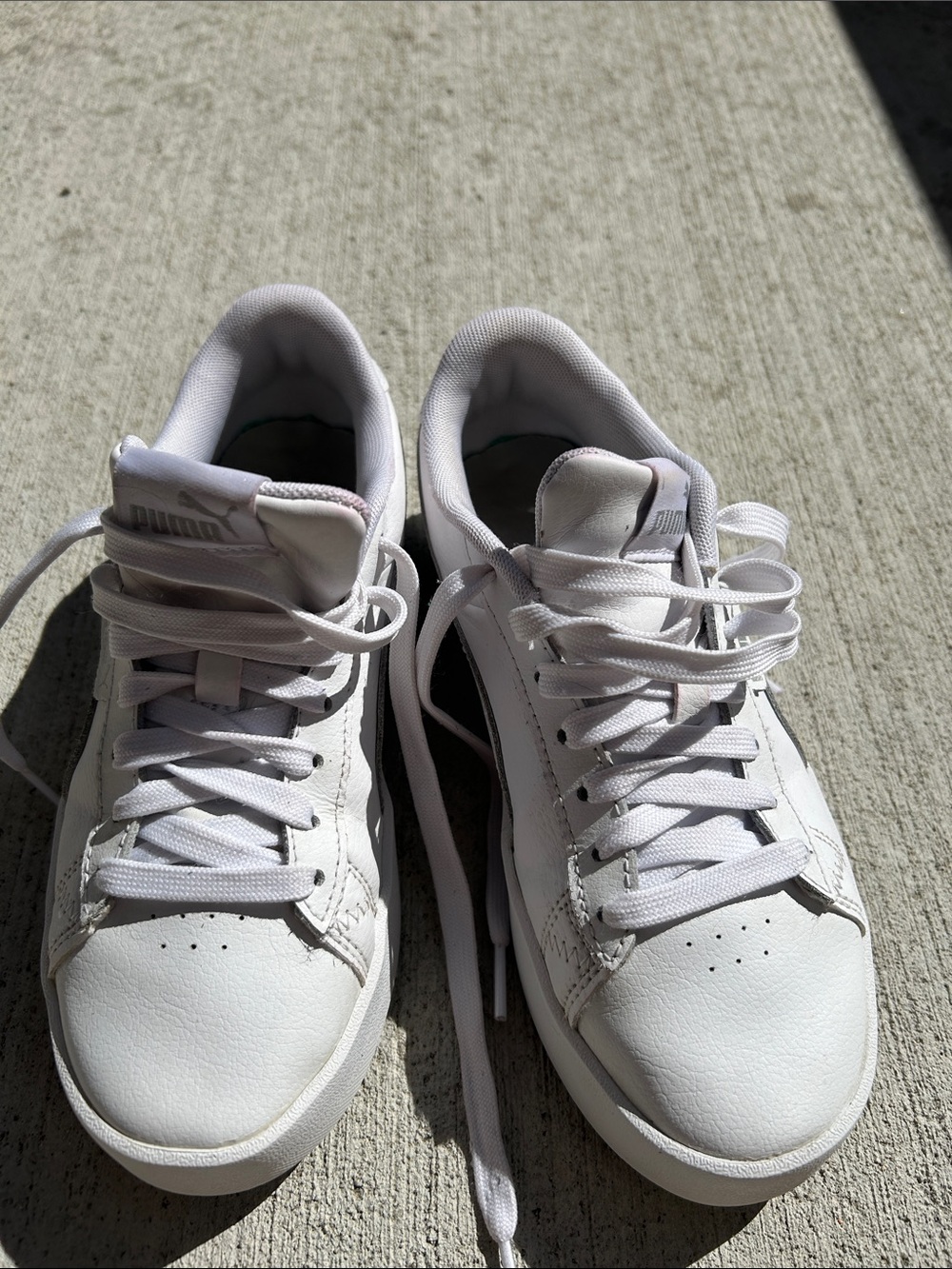 Puma Girls All-White Low-Top Sneakers